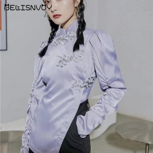 2021 Chinois Tops Camisa China Mujer Costume Cheongsam Blouse Vetement Tea Suit Dress Traditional Chinese Clothing Women Shirt