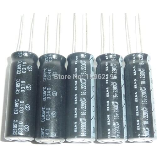 5pcs 2200uF 16V ELNA 10x30mm TOP GRADE Original 16V2200uF Aluminum Electrolytic capacitor