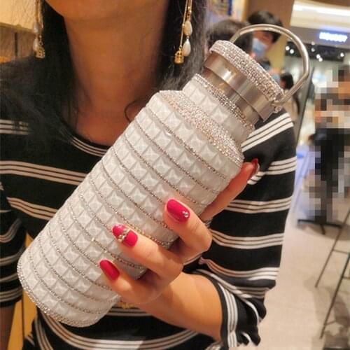 500ml Sparkling Flask High-end Rhinestones Thermos Mug Stainless Steel Water Bottle Portable Custom Water Bottles Thermos Cup