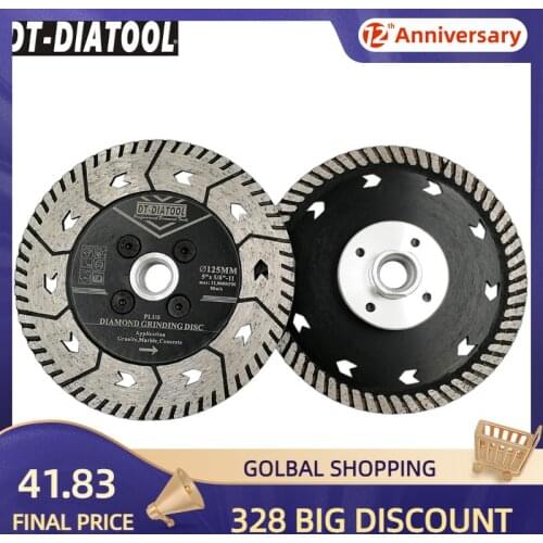 DT-DIATOOL 2pcs 5/8-11 Thread Dia 125mm/5" Diamond Dual Saw Blade Cutting Grindng Wheel Disc Cut Grind Granite Marble Concrete