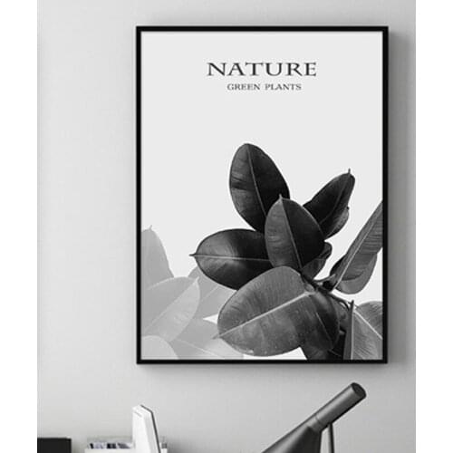 Black and White Leaves Modern Abstract Plants Leaf Poster Print Canvas Painting Home Wall Art Cuadros Salon Decoracion 2-17