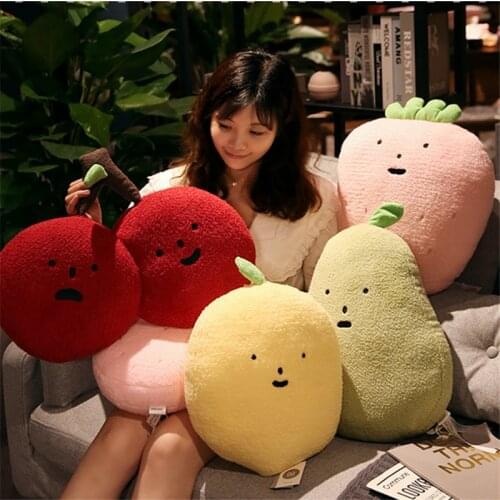 Strawberry Apple Cherry Pear Lemon Stuffed Pillow Sofa Cushion Fruits Plush For Children Birthday Gift for Kids Girls Friends