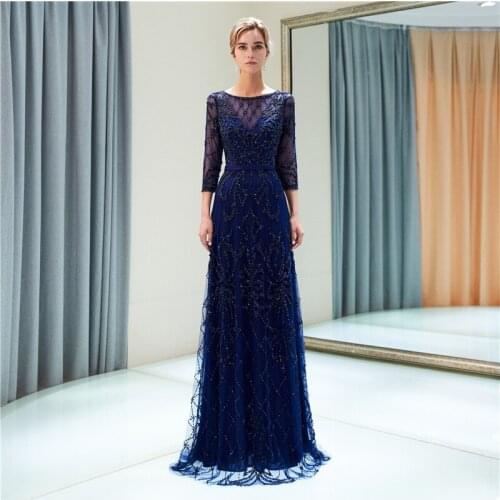 Elegant Scoop A-Line Evening Dress Luxurious Beading Formal Slim Fashionable Long Women Prom Party Gowns Formal Bling Bling