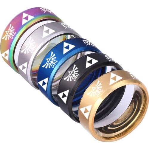 The-Legend-of-Zeldas Triforce Triangle Sign Band Rings for Men Women 316L Stainless Steel Finger Ring Cosplay Party Jewelry Gift