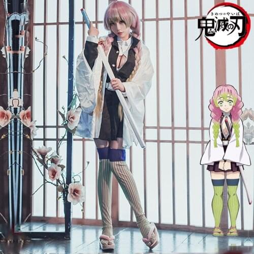 Anime Demon Slayer Kanroji Mitsuri Cosplay Costume Kimetsu no Yaiba Cosplay Women Sexy Kimono Halloween Carnival Uniforms Suit