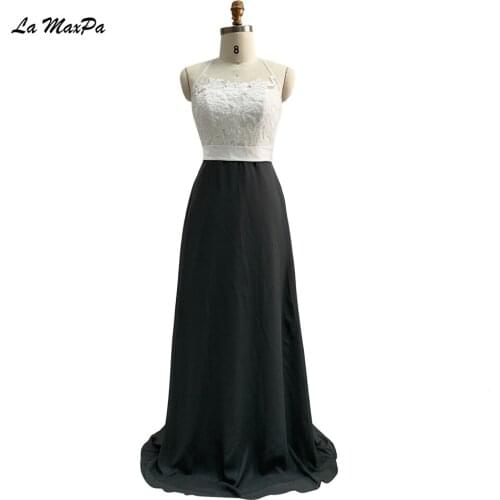 Ivory Lace Top Two Color Long Bridesmaid Dress CMT94