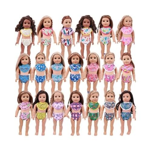 Doll Clothes Baby Having Dinner Saliva Towel+Briefs Fit 18 Inch American&43cm Baby New Born Doll Accessories,OG Childrens Toys