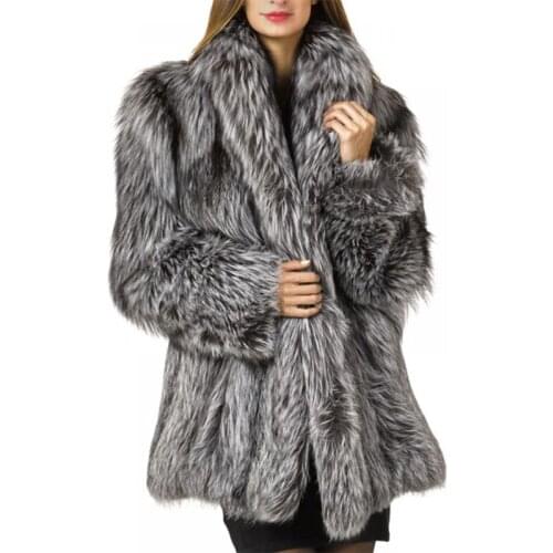 Liva girl New Medium Long Fake Fox Fur Jacket Women Winter Faux Fox Fur Jackets Woman Warm Artifical Fox Fur Coats Female