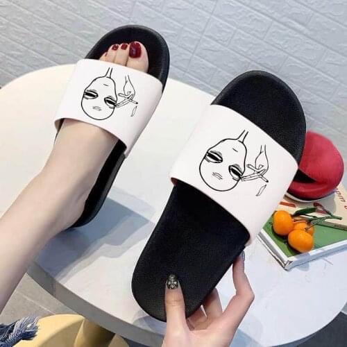 Summer Women Slippers Home Indoors Slippers Family Shoes Beach Simple Stick figure human head Slippers Ladies