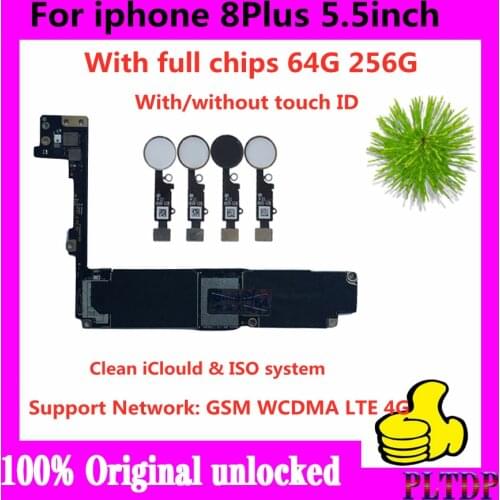 Motherboard combo For IPhone 8Plus 5.5inch 64GB 256GB Unlocked free icloud logic board for iphone 8 plus With Touch ID good test