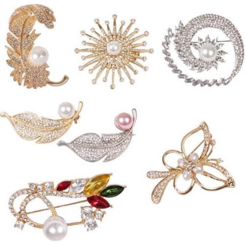 Fashion Vintage Alloy Flower Brooch Wedding Rhinestone Crystal Bridal Bouquet Brooch Pin Hand Made Clothes Accessories