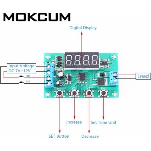 DC 5V 12V 24V Trigger Counter Module MOS Delay Circuit Switch Timer 32-Function