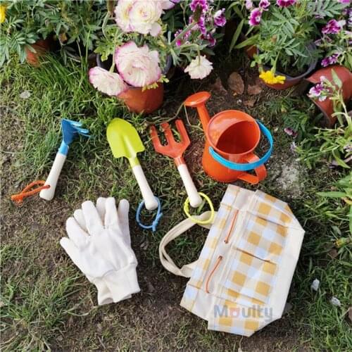 Moulty Kids Gardening Tools Set Includes Sturdy Tote Bag Watering Can Gloves Shovels Rake Outdoor Indoor Toys Gift for Children