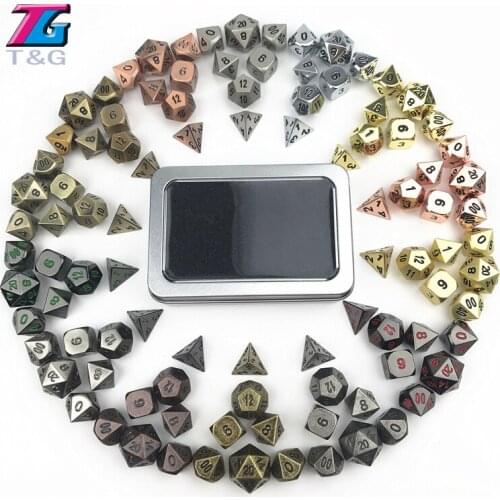 TOP Quality Metal Dice set d4-d20 for Board Games Rpg Dados jogos dnd with box as Christmas,Birthday gift