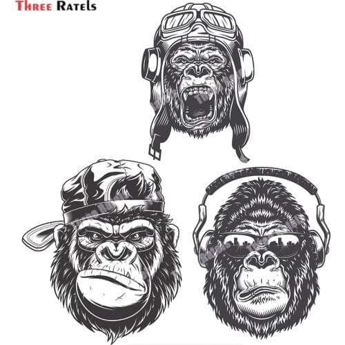 Three Ratels B237 Angry Gorilla In Monochrome Style Vector For Laptop Fuel Tank Cap Decoration Waterproof Protected Vinyl Decals