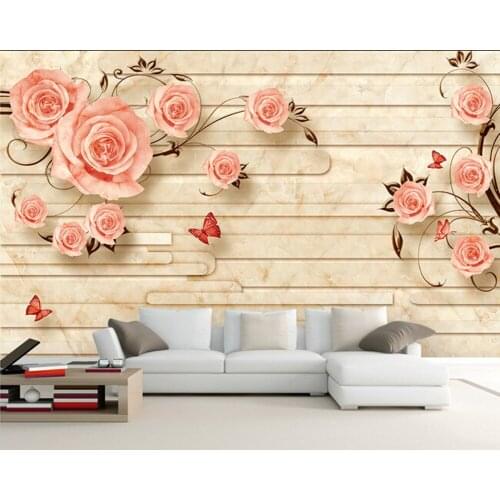 Custom papel DE parede 3 d,rose marble tile murals for the living room bedroom TV background wall Silk Wallcoverings