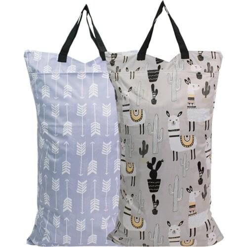 [Mumsbest] 40x70CM Large Hanging Cloth Diaper Bag Waterproof Wet Dry Bag for Nappy Laundry Storage Two Zippered Reusable Wet Bag