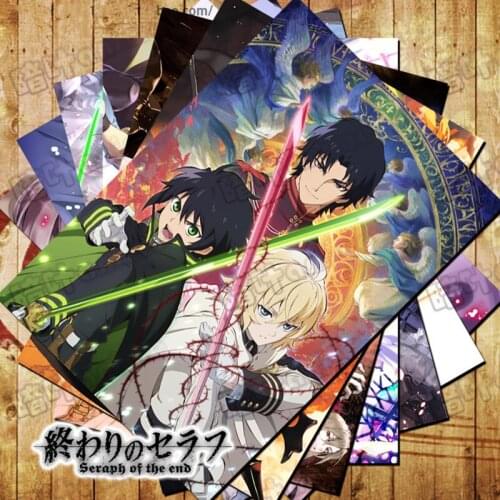 10PCS/LOT Anime Seraph of the End Poster Postcard Vampire Reign Sticker Toy Mikaela Shinoa Yuuichiro Guren Gift Cards