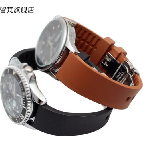 Silicone rubber watch band 18MM 20MM 21MM 22MM Blue green black mens soft Fluororubber Watch Strap bracelet Accessories