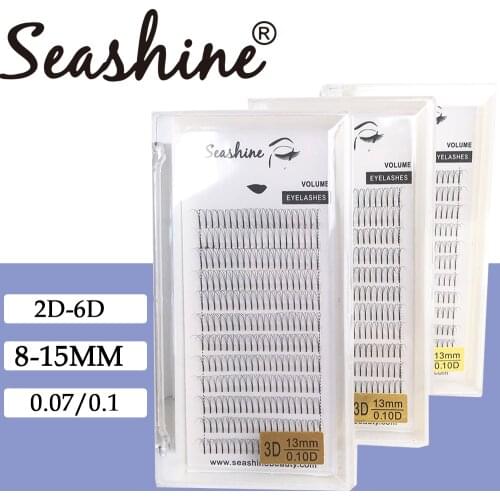 Seashine Volume Lashes Fans Eyelash Extension Long Stem 3D 4D 5D 6D 7D 0.05Thickness Premade Fans Eyelash Extension Russian Lash