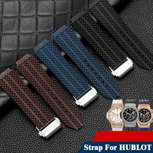 Rubber Watchband For HUBLOT BIG BANG Deployant Clasp Strap Watch Accessories Waterproof Silicone Watch Band Watch Bracelet Chain