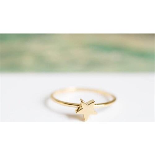 Shuangshuo Romantic Tiny Gold Star Rings Midi Crescent Star Ring for Women Girls Knuckle Ring Jewelry Bijoux Birthday Gifts