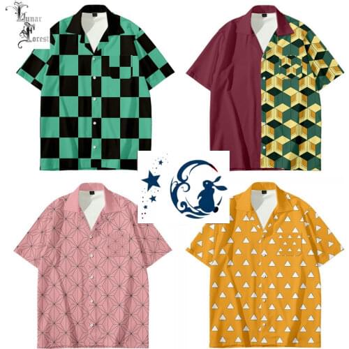 Cool Kisatsutai 3D Printing Unisex Shirt Women/Men Casual Summer Short Sleeve Loose Button Streetwear Anime Overclothes 6XL