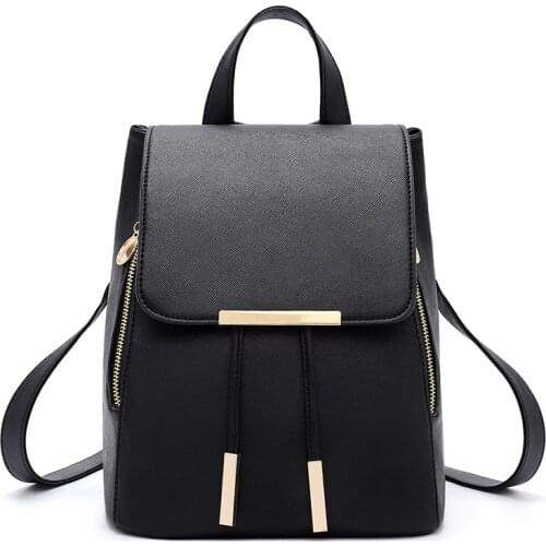 Black School Supplies Backpack Female PU Leather Backpack Japanese Street Bag Womens School Bag for Adolescent Girls Backpacks