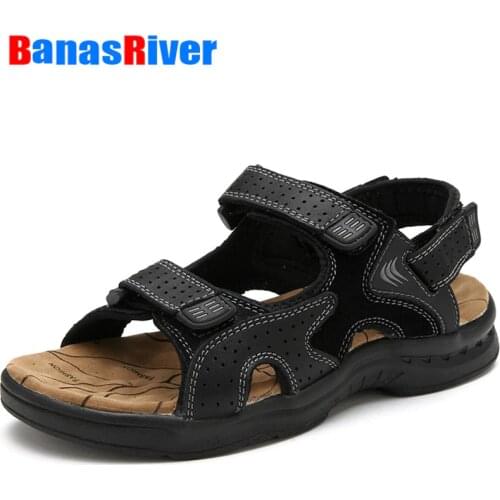 NEW Mens Sandals Fashion Casual Beach Leather Summer Shoes Retro Sewing Classics Footwear Beach Outdoor Walking Trekking Flats