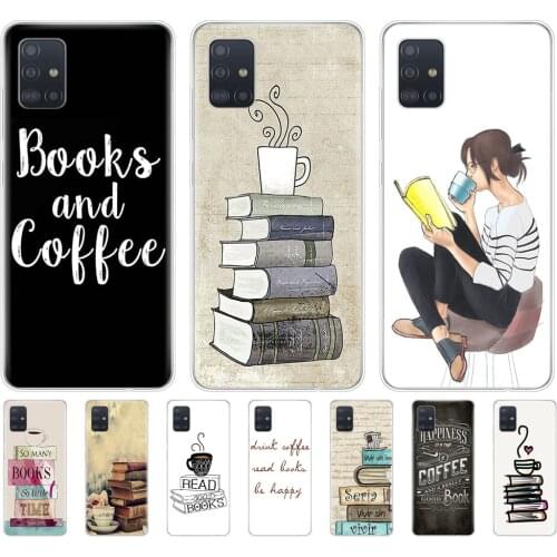 Silicon case for samsung galaxy A51 A31 A41 A71 A01 A81 A91 A30S A20S A50S M30S M40S Books And Coffee Inverted Mck Print