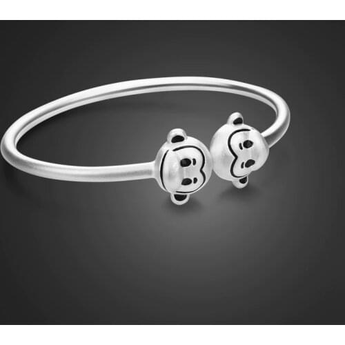 Cute solid silver childrens jewelry gift. Animal Monkey 100% 999 sterling silver bracelet. Suitable for 0-10 year old baby girl