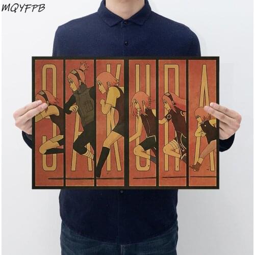 Japanese Anime Kraft Paper Poster Home Room Bedroom Wall Decorative Painting Core 50.5x35cm