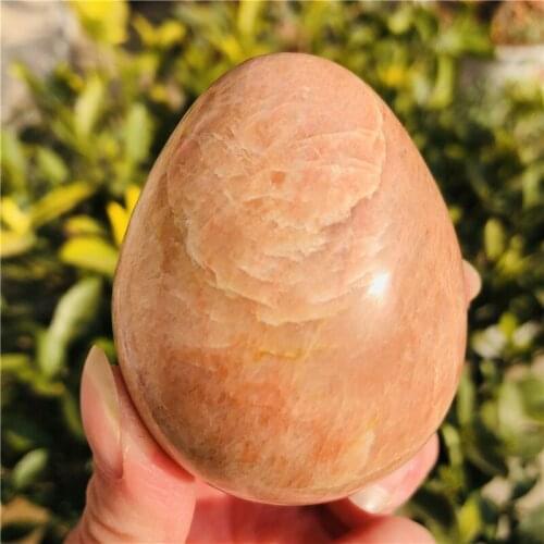 Natural yellow moonstone egg, quartz mineral crystal egg, gem Reiki healing fine home decoration