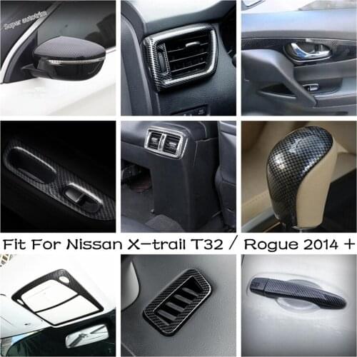 Lapetus Carbon Fiber Look Refit Kit Rearview Mirror / Air AC / Door Handle Cover Trim For Nissan X-trail T32 / Rogue 2014 - 2020