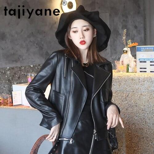 Jacket Leather Genuine Woman Spring 2021 Short Real Sheepskin Coat Female Biker Jackets for Women Veste Femme Pph4452