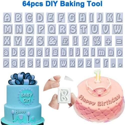 1 Set DIY Chocolate Fondant Cake Baking Decor Mold 64pcs Plastic Alphabet Shape Cookies Cutter Home Kitchen Hand Made Tool
