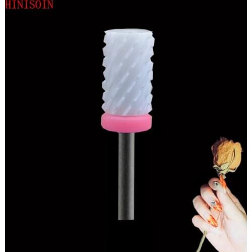 10pcs White Ceramic Nail Drill Bit - Small Barrel Bit