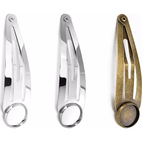 20pcs Fit 10mm 12mm 16mm Round DIY Glass Cabochon Cameo Tray Bezel Blank Hair Accessories Ornaments Snap Hair Clip