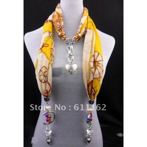 2018 scarf jewelry colour jewel pendant with jewellery soft cotton scarves charms necklace beads free shipping