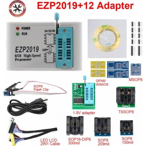 2021 Newest Version EZP2019 High-speed USB SPI Programmer ezp 2019 Support24 25 93 EEPROM 25 Flash BIOS Chip+12 Socket