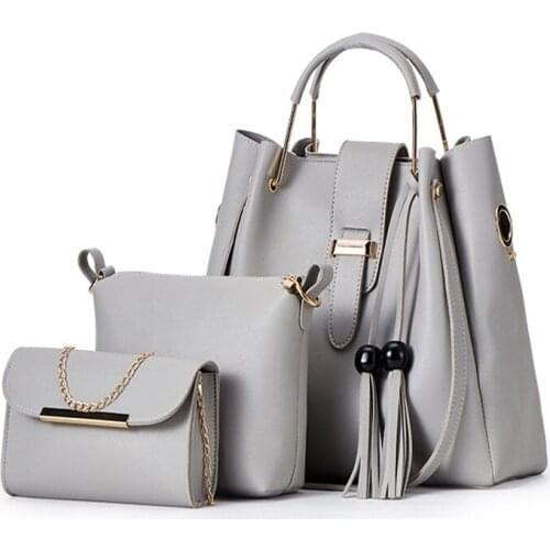 3Pcs/Set Bags For Women Handbag 2020 PU Leather Shoulder Bags Casual Tote Tassel Top Handle Designer Bag Composite Messenger Bag