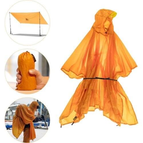 3 In 1 Ultralight Hiking Poncho Rain Coat Backpack Waterproof Tarp with Hood Hunting Poncho Outdoor Camping Tent Mat Awning 20D