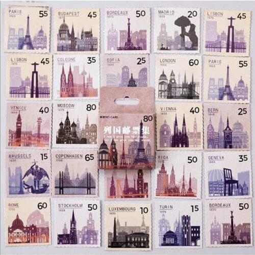 46PCS/box Universal Stamp Collection Paper Lable Sealing Stickers Crafts Scrapbooking Decorative Lifelog DIY Stationery Sticker