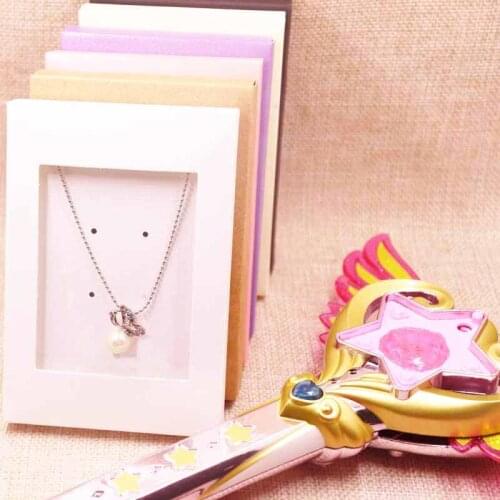 50pcs new style best selling kraft gift box 4.9X3.34X0. 6 Hot PVC Window Box picture box Necklace Box Jewelry Display