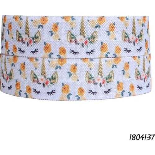 50 yards/lot) New arrival unicorn and flower printed fold over elastic foe