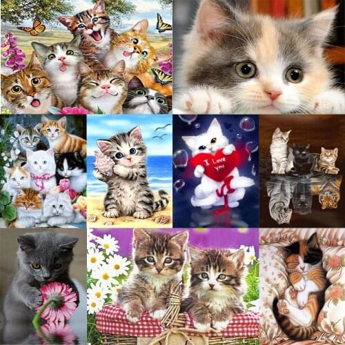 5D DIY Art Diamond Painting Cute Cat Pattern Diamond Mosaic Full Embroidery Home Decoration Aesthetics Room Decoration