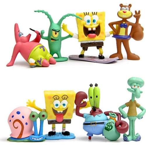 Disney Anime Figure Toys Bob Sponge Patrick Star Cartoon Action Figure Model Toy Car Home Deco Collection Toy Children Kids Gift