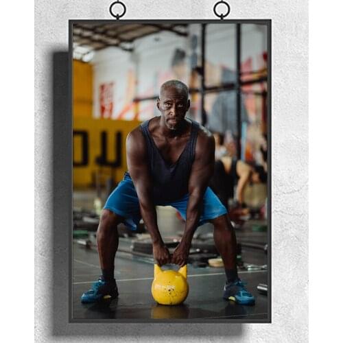 Bodybuilding Fitness Pot Practice Demonstration 1 Wall Sticker Silk Fabric Poster Art Indoor Decor Bright