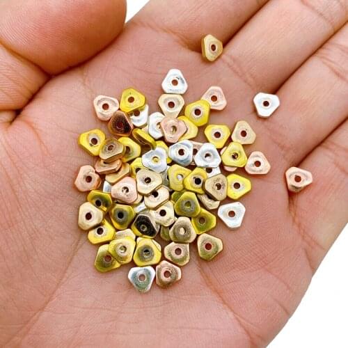 5/6MM Matte Rose Gold Silvers Flat Triangle Loose Hematite Natural Stone Beads For Charm Jewelry Making Diy Bracelets Findings