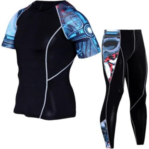 ICESNAKE Quick Dry Motorcycle Tight Tops Pants Summer Breathable Moto Suits Wicking Motorbike Bicycle Sport Underwear Set